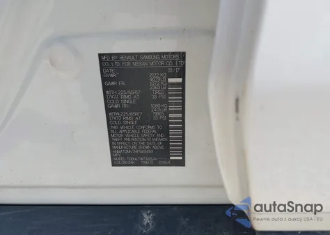 2017 Nissan Rogue Sv z USA, uszkodzony, nr VIN KNMAT2MV7HP569489